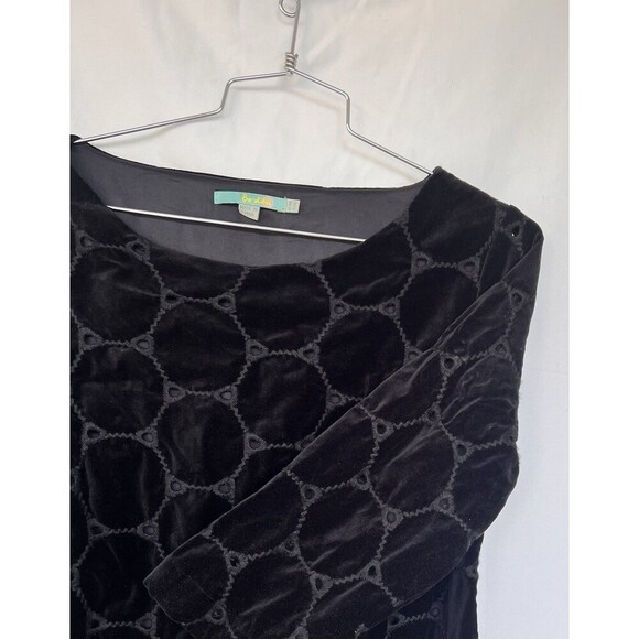 Boden Black Embossed Velvet Circle Shift Mini Dress M US 6R Evening Party Career - Picture 3 of 7